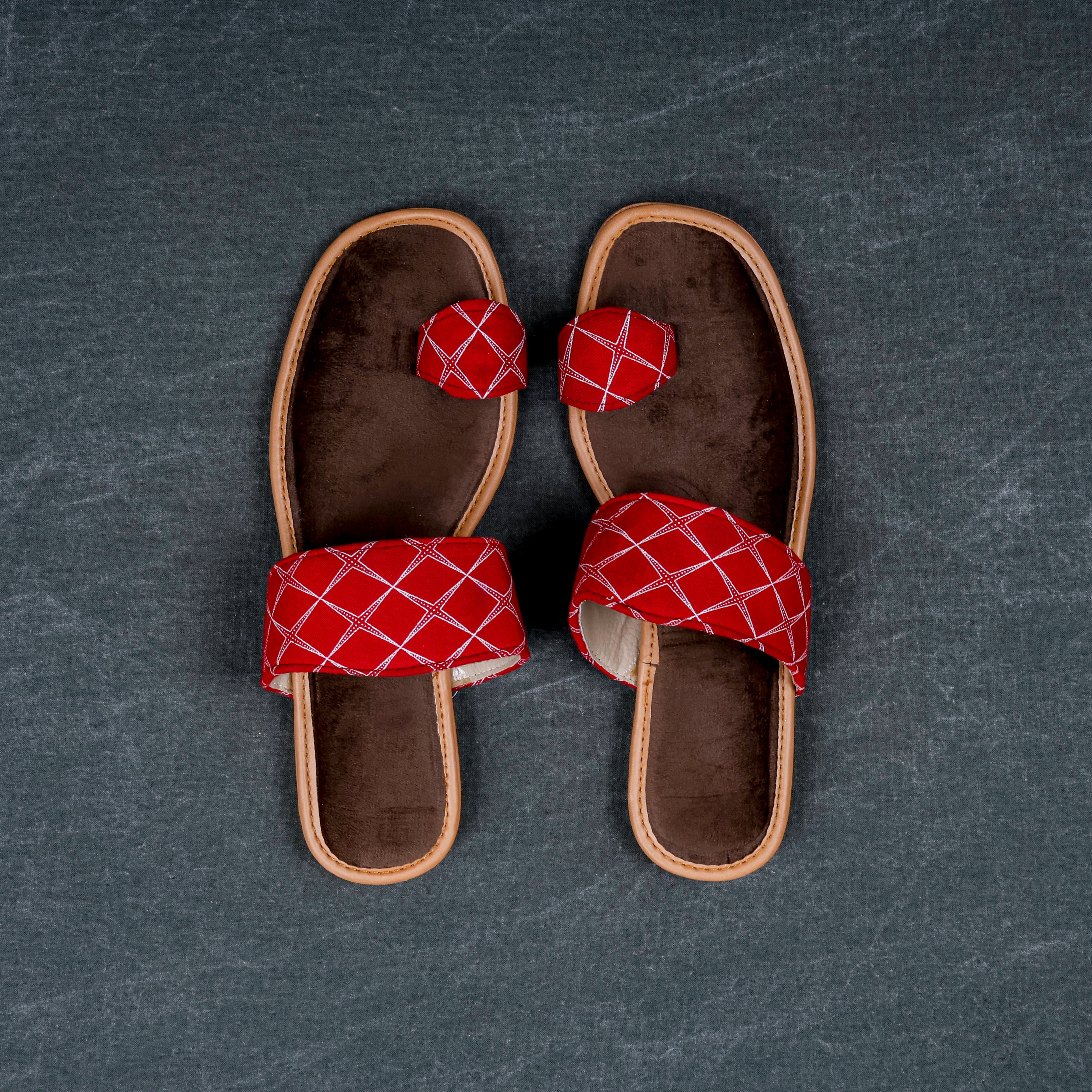 Red Textured Artisan Ethnic Flats