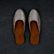 Gold Textured Rexine Mules