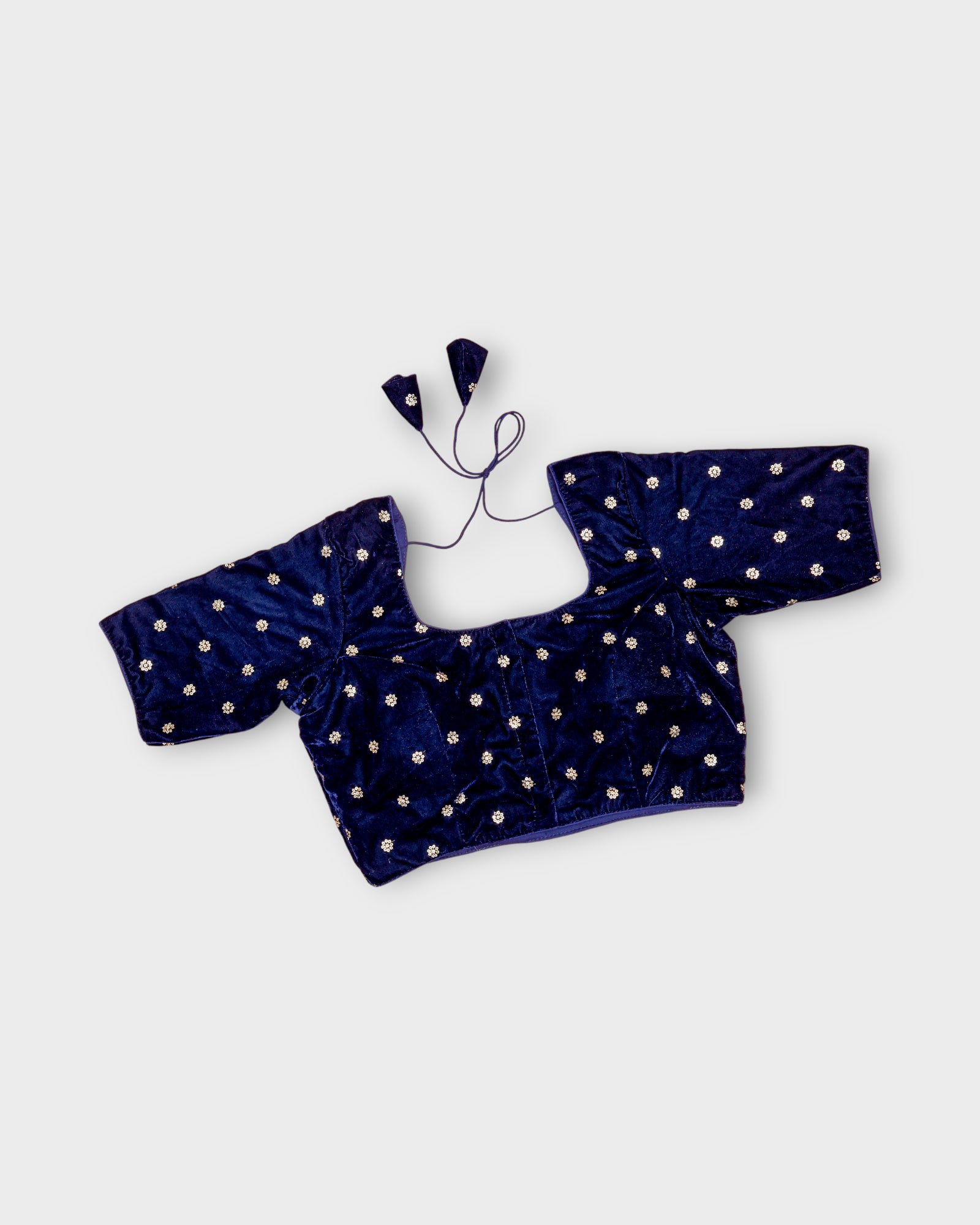 Velvet Deep Back Half Sleeve Blouse