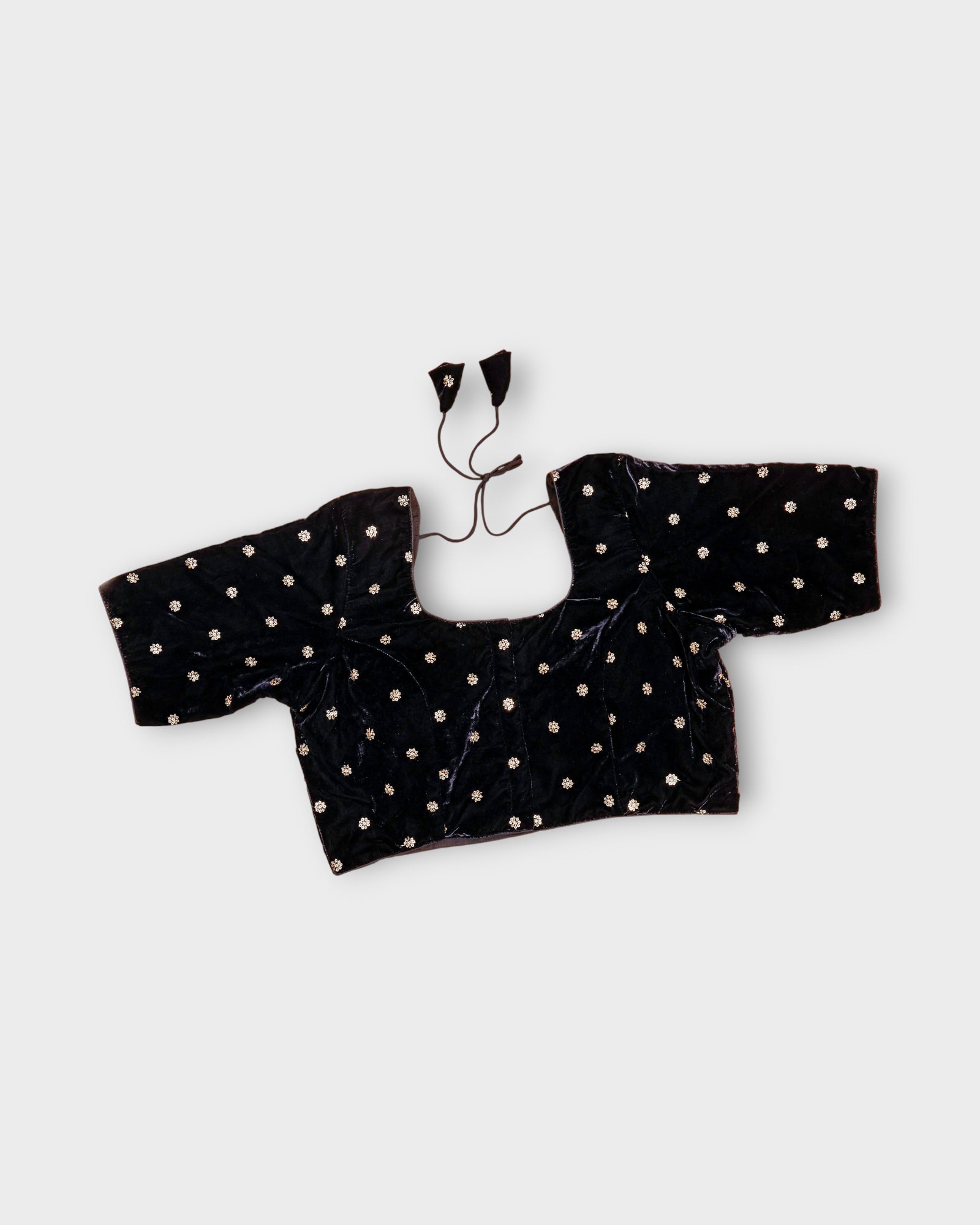 Velvet Deep Back Half Sleeve Blouse