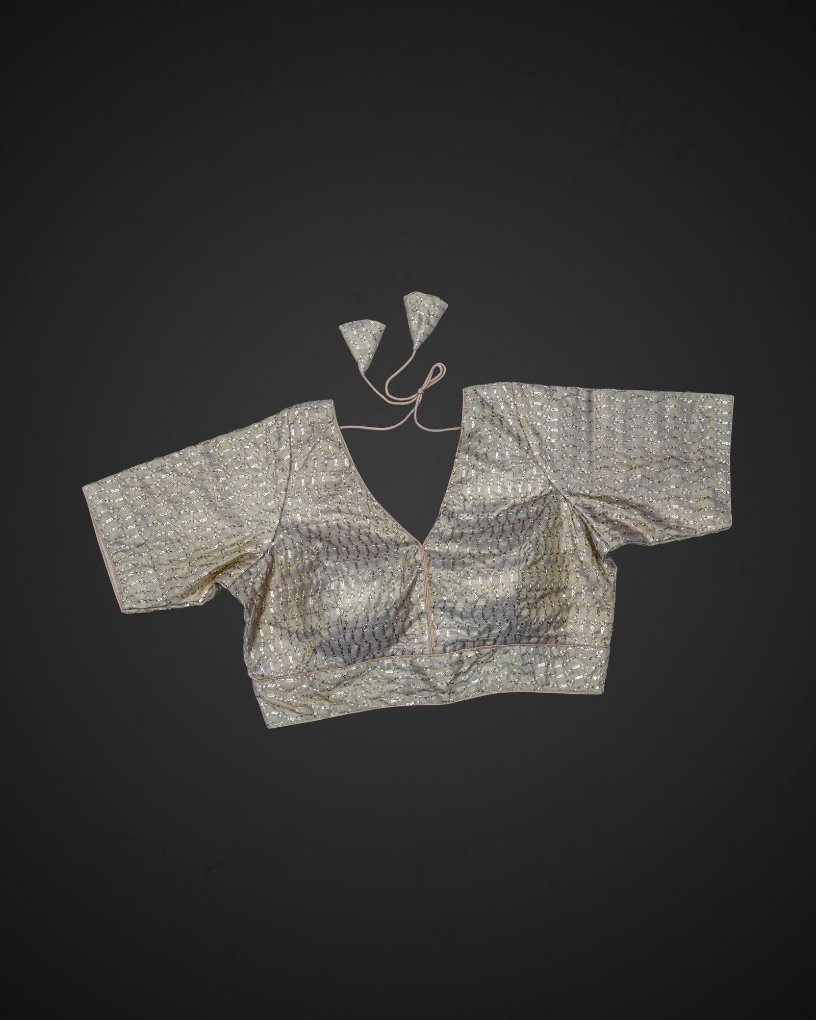 Tissue V Neck Deep Back Readymade Blouse