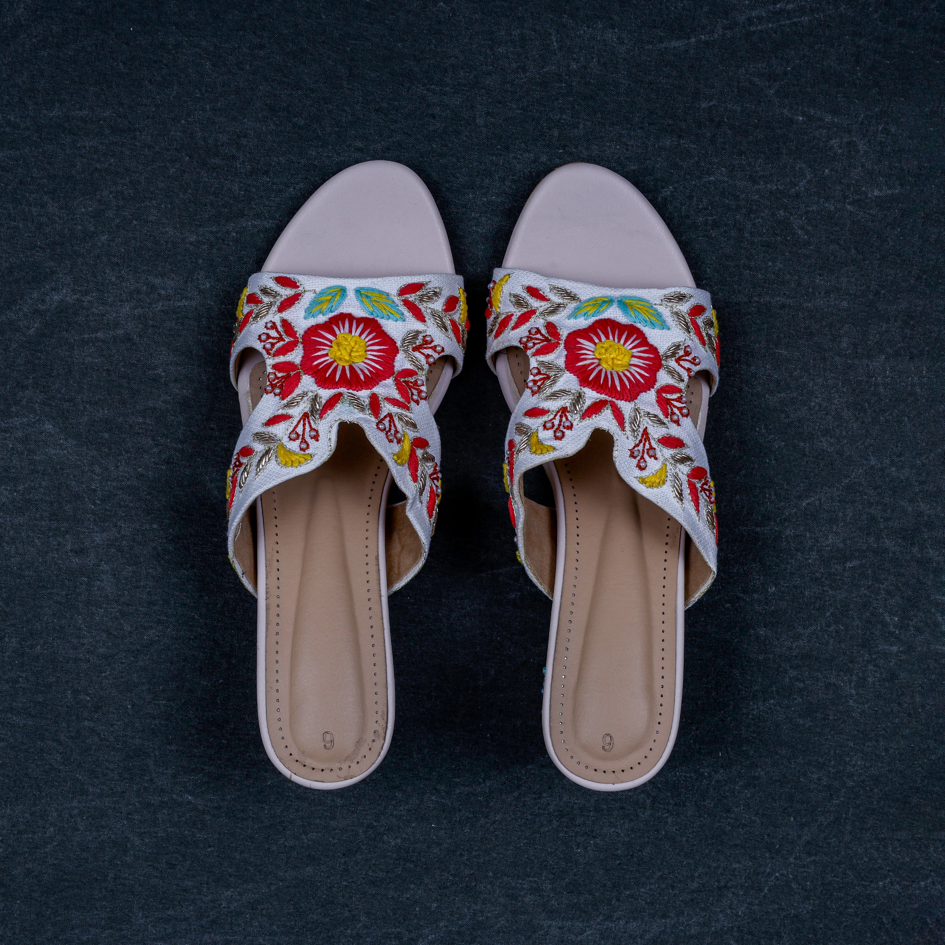 Two Tone Cream Handcrafted Heels