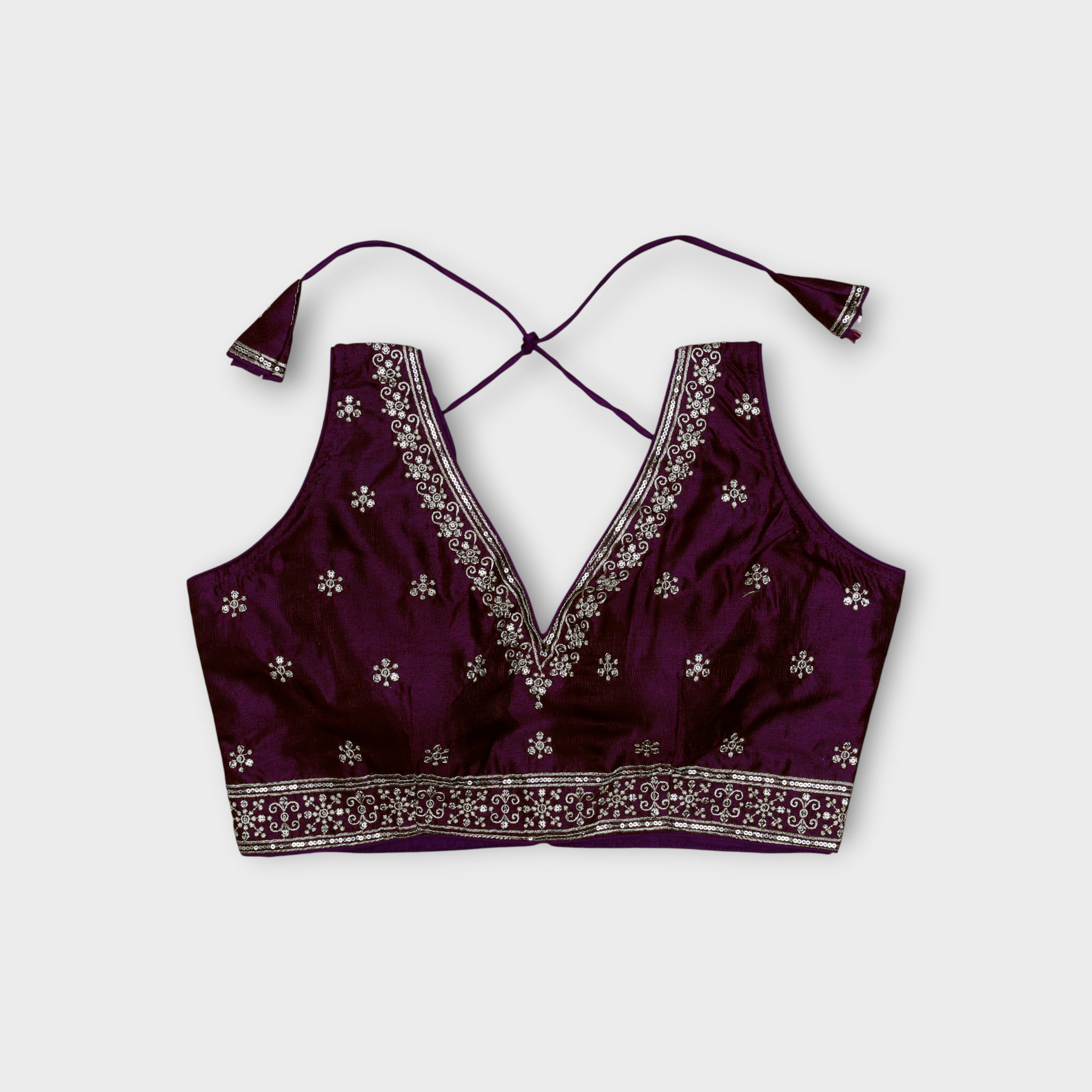 Unveil Charm Phantom Silk V Neck Blouse