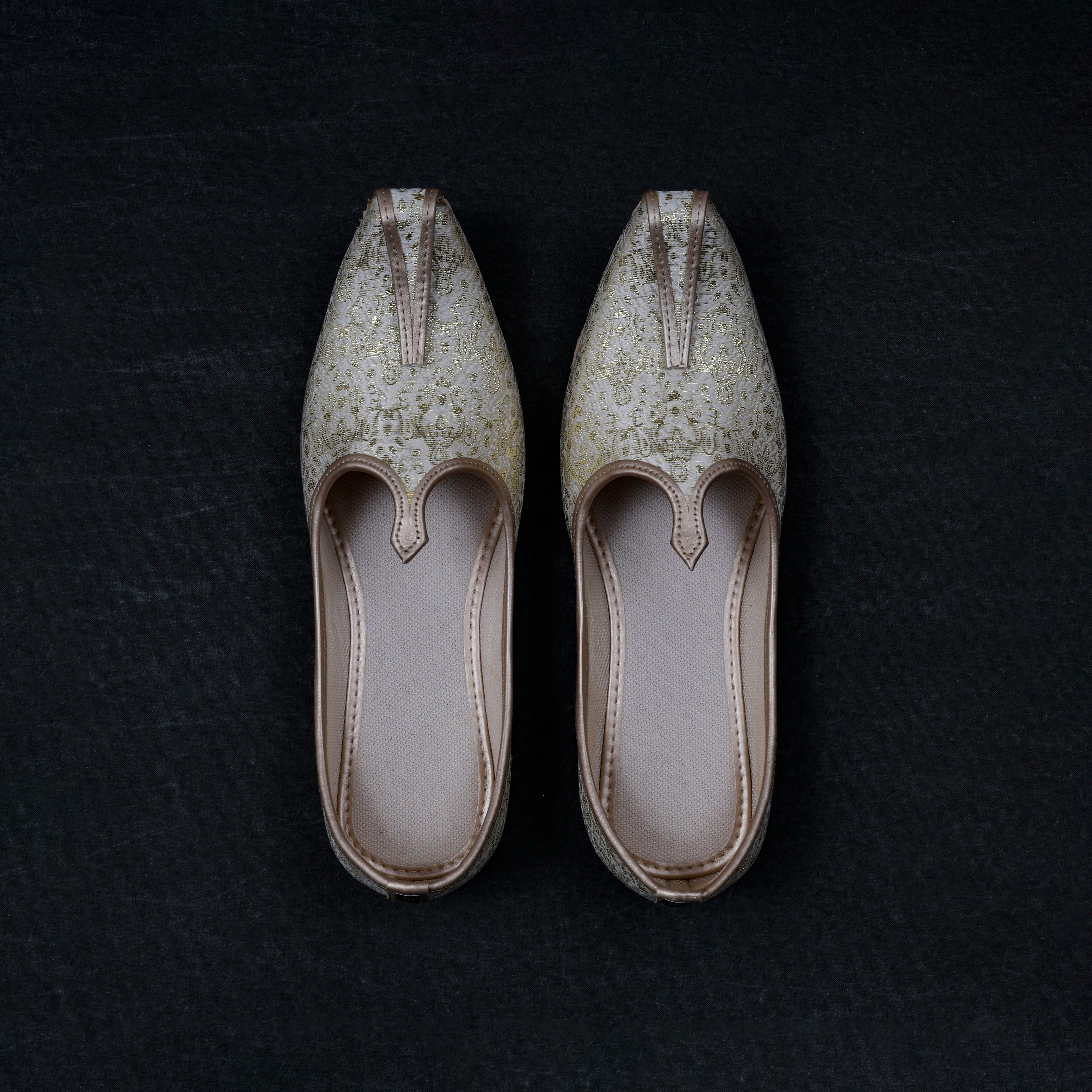 Off White Canvas Pointed Mojari