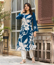 Floral Print Cotton Kurta Set