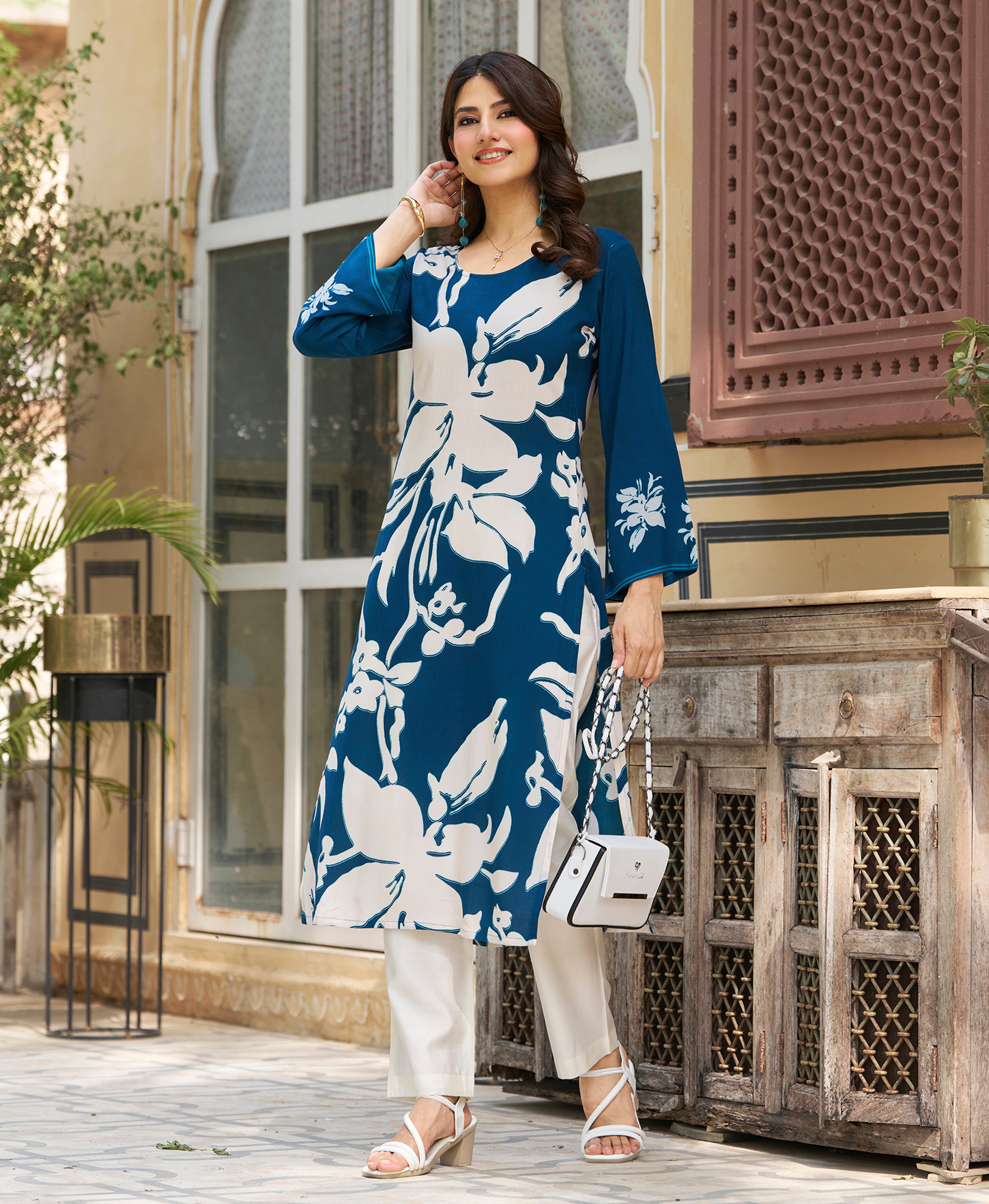 Floral Print Cotton Kurta Set