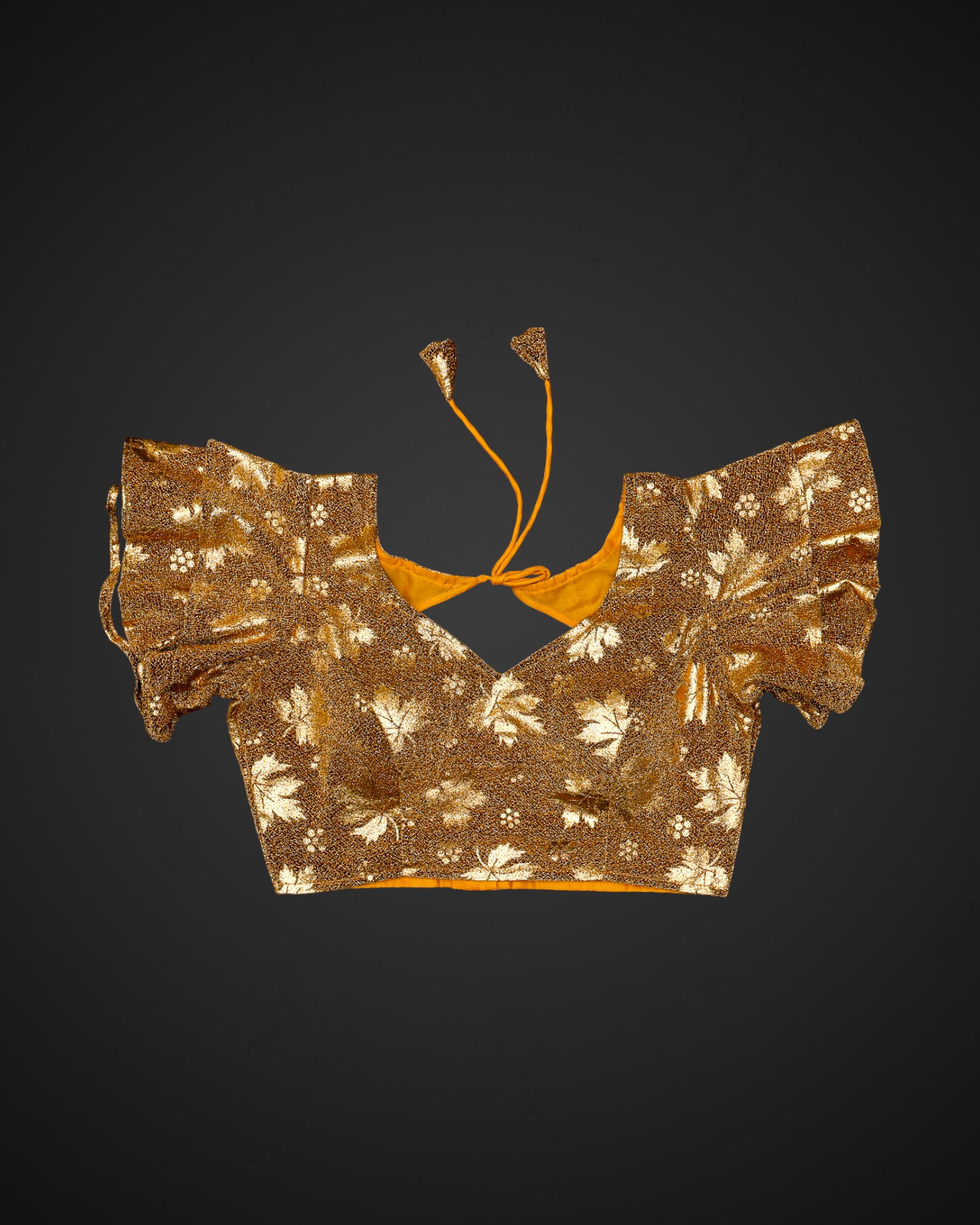 Jacquard Ruffle V Neck Readymade Blouse