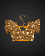 Jacquard Ruffle V Neck Readymade Blouse