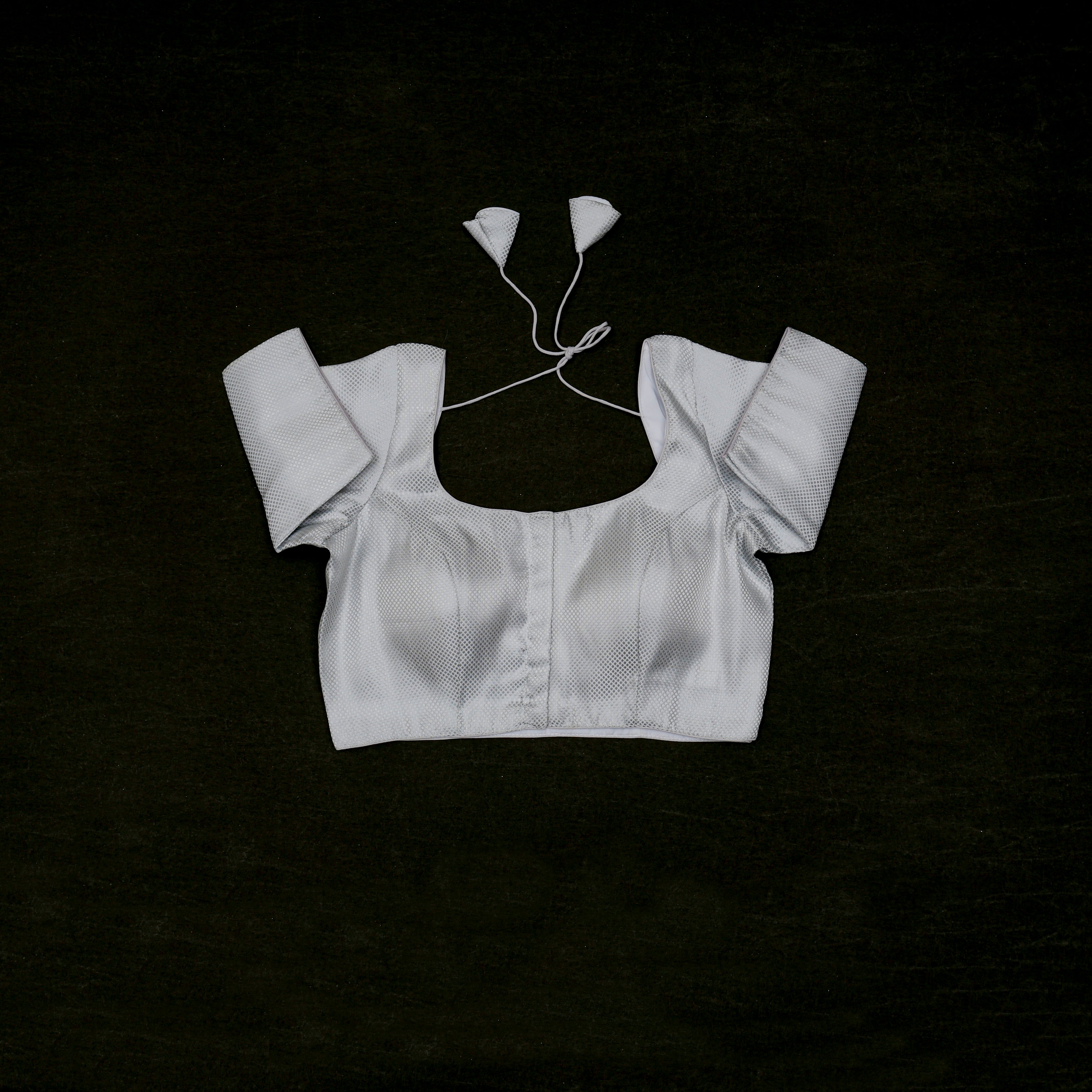 Tissue U Neck Fitted Sleeve Readymade Blouse