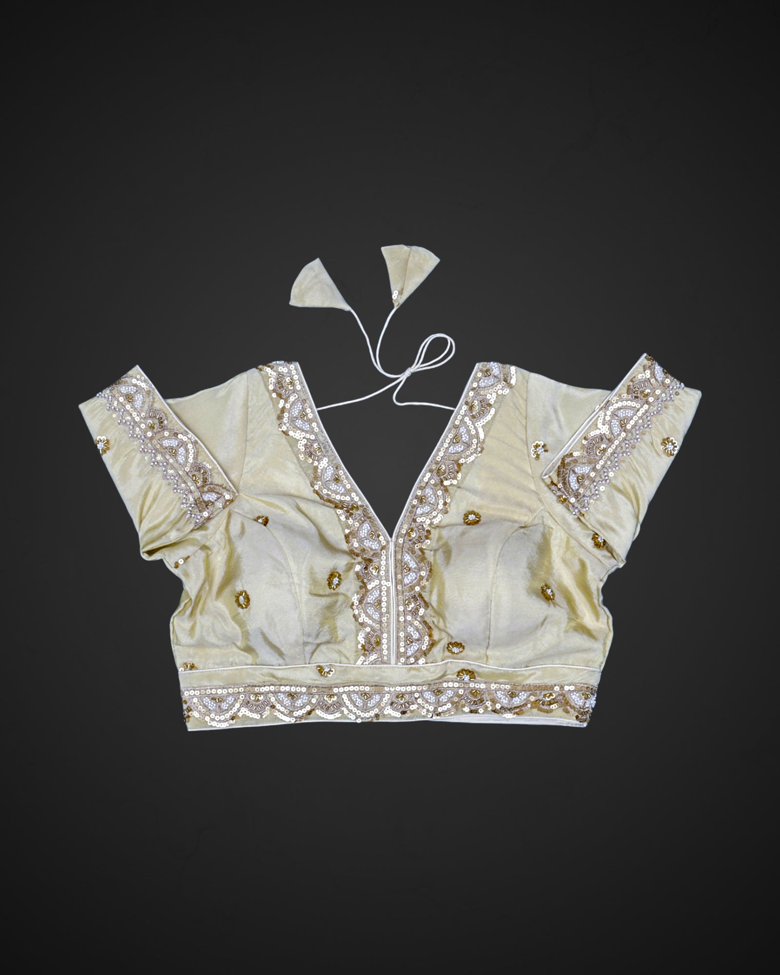 V Neck Cotton Deep Back Readymade Blouse