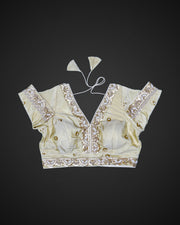 V Neck Cotton Deep Back Readymade Blouse