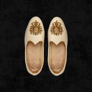 Cream Almond Shape Rexine Ethnic Loafers