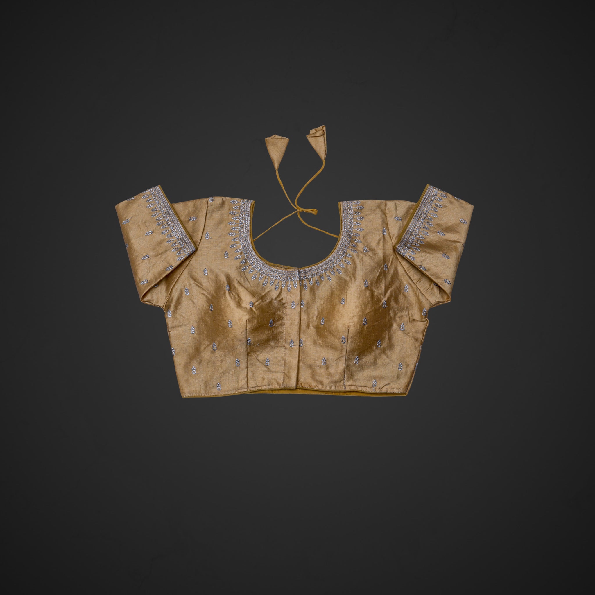 Silver Silk Zari Embroidered Readymade Blouse