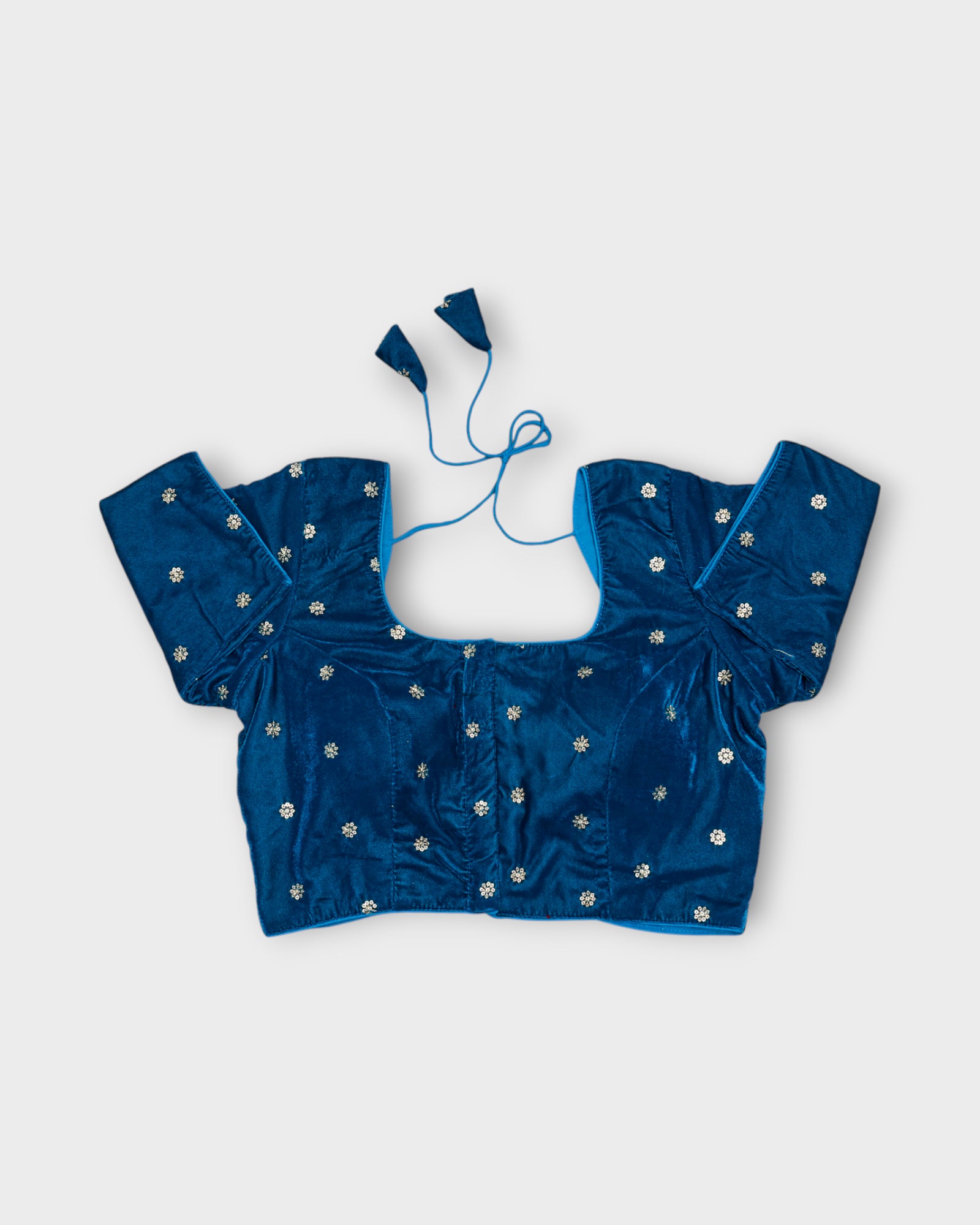 Velvet Deep Back Half Sleeve Blouse
