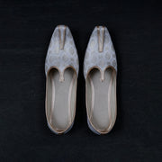 White Textured Handcrafted Mojari Flats