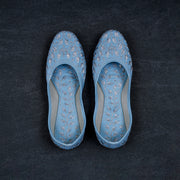 Almond Textured Sky Blue Jutti