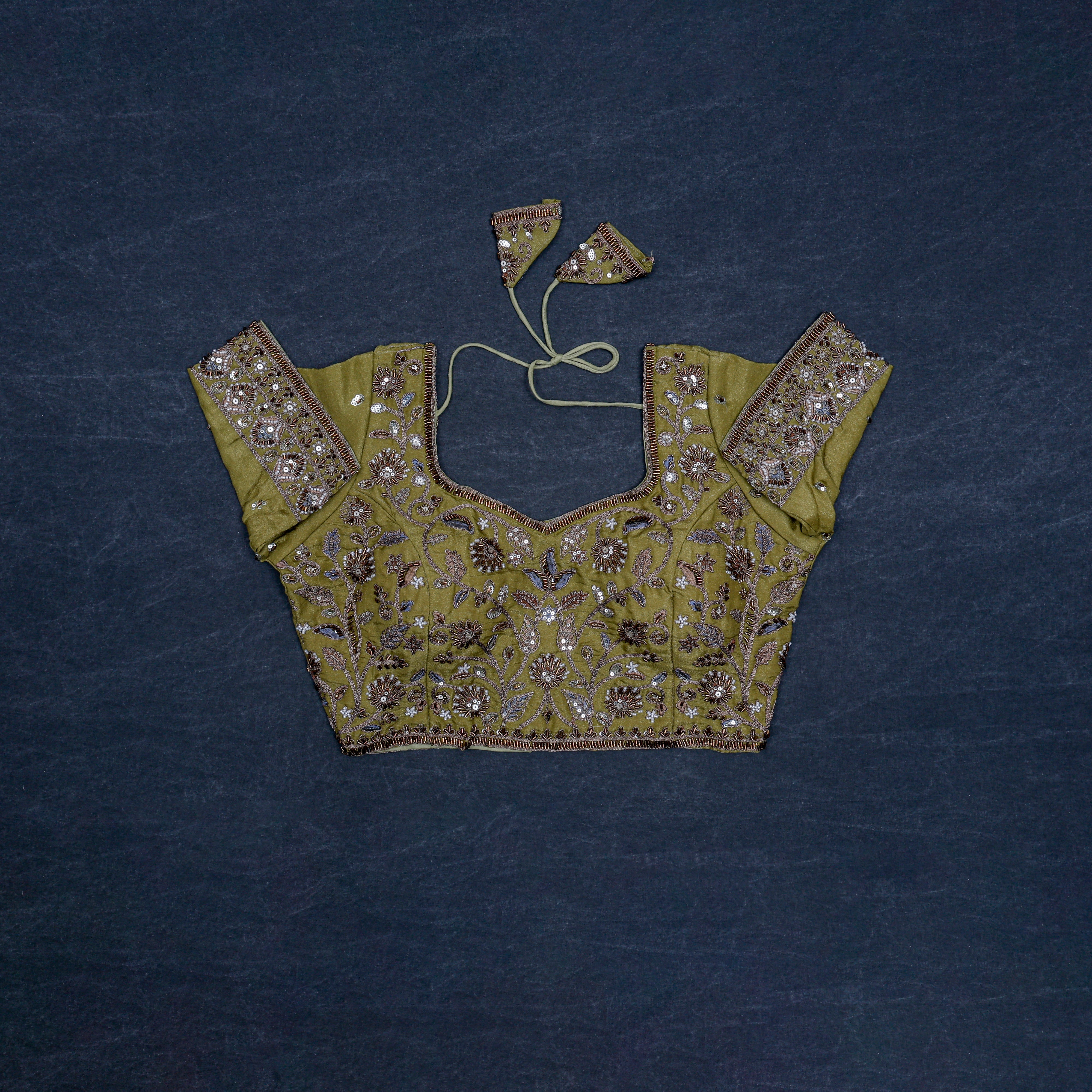 Chic Cosmos Silk Blouse with Notched Neck