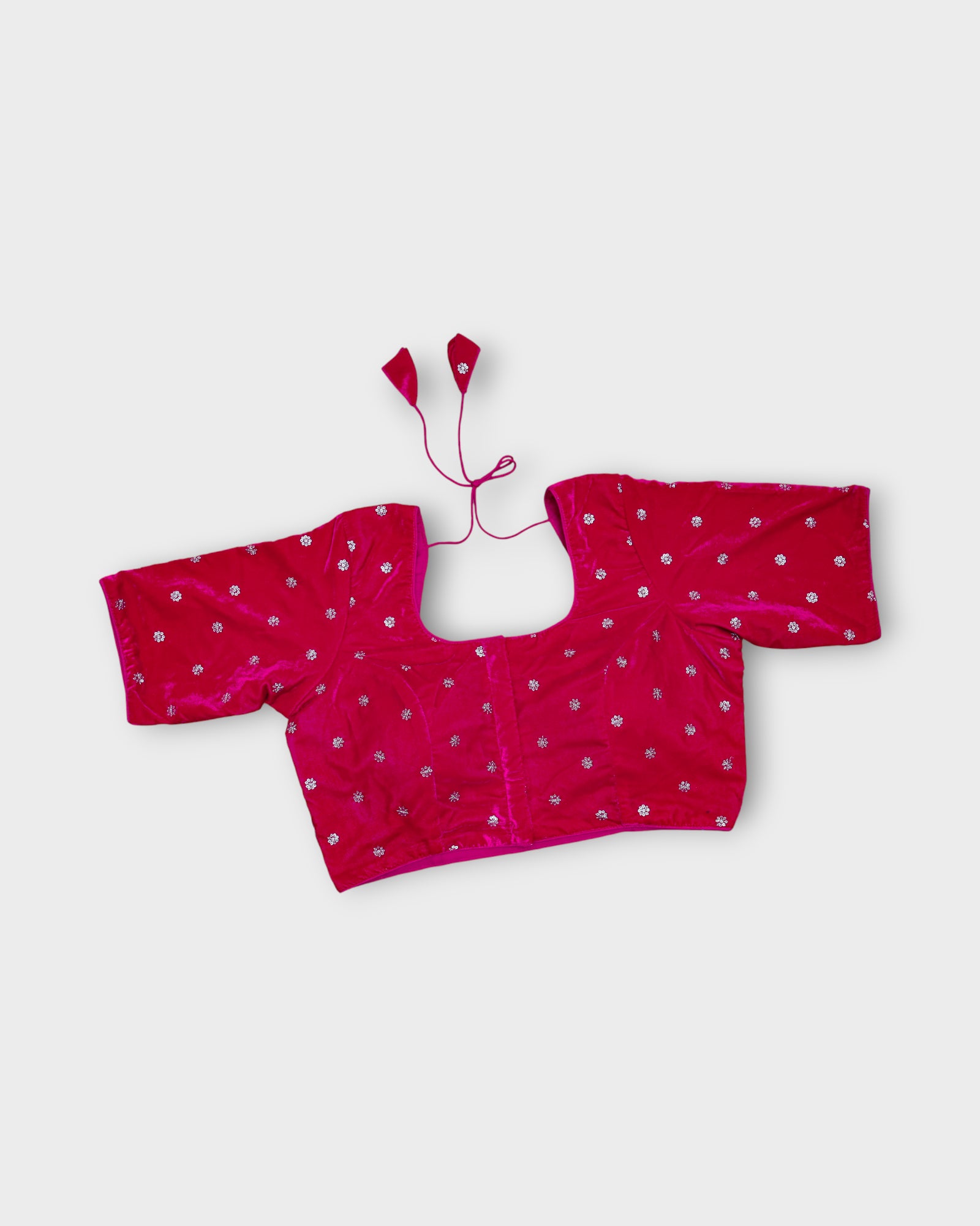 Velvet Deep Back Half Sleeve Blouse