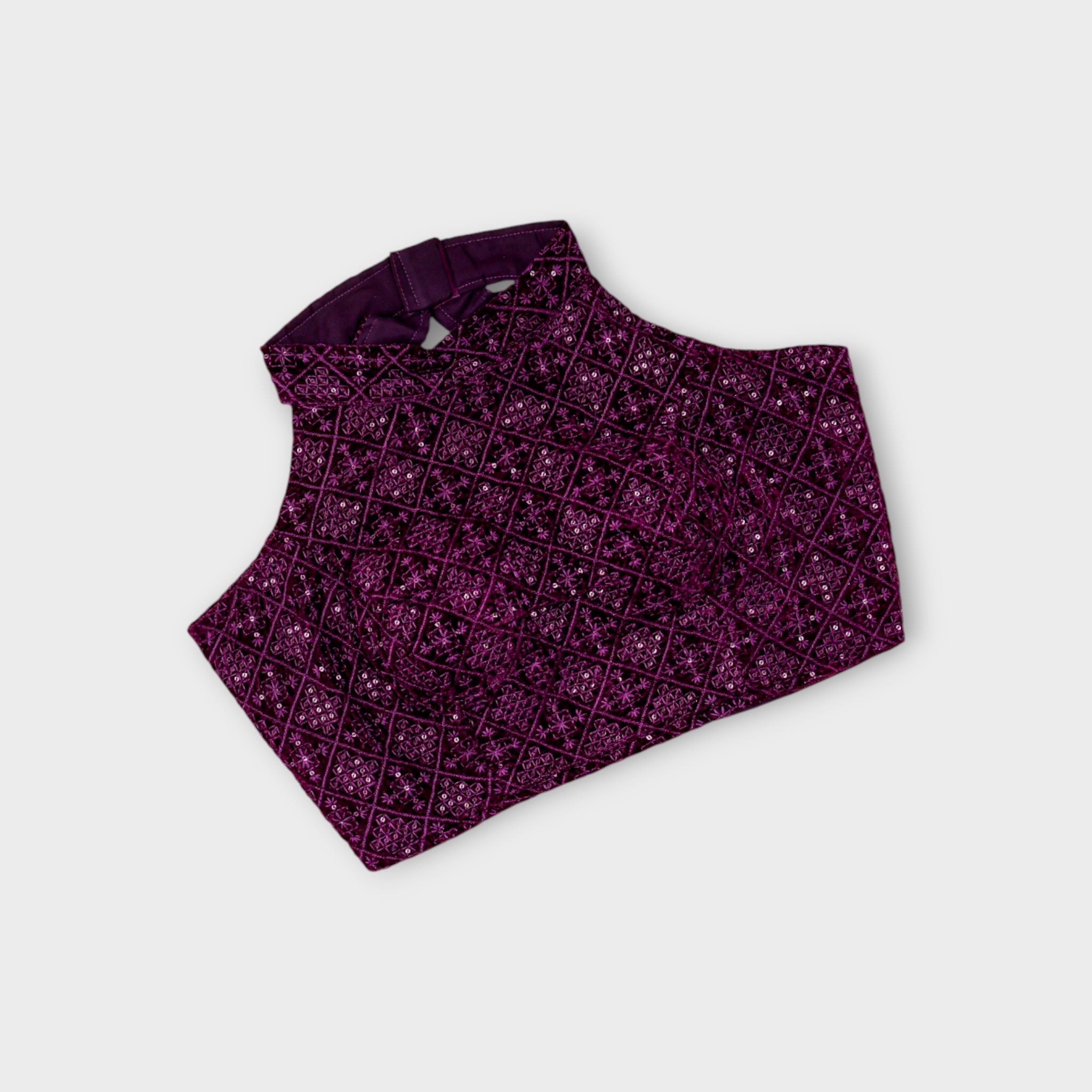 Velvet Jewel Neck Readymade Blouse