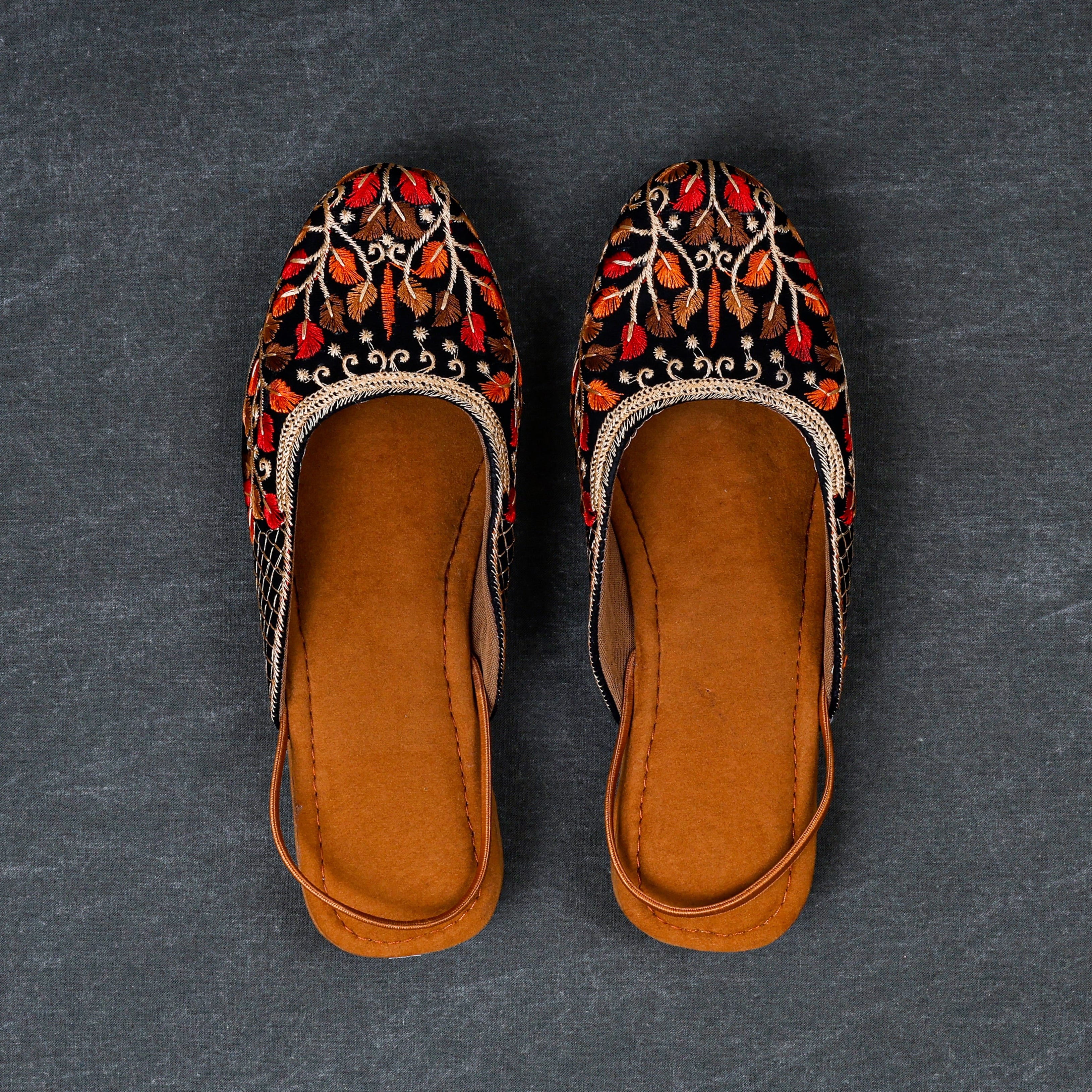 Almond Velvet Multicolor Ethnic Mules