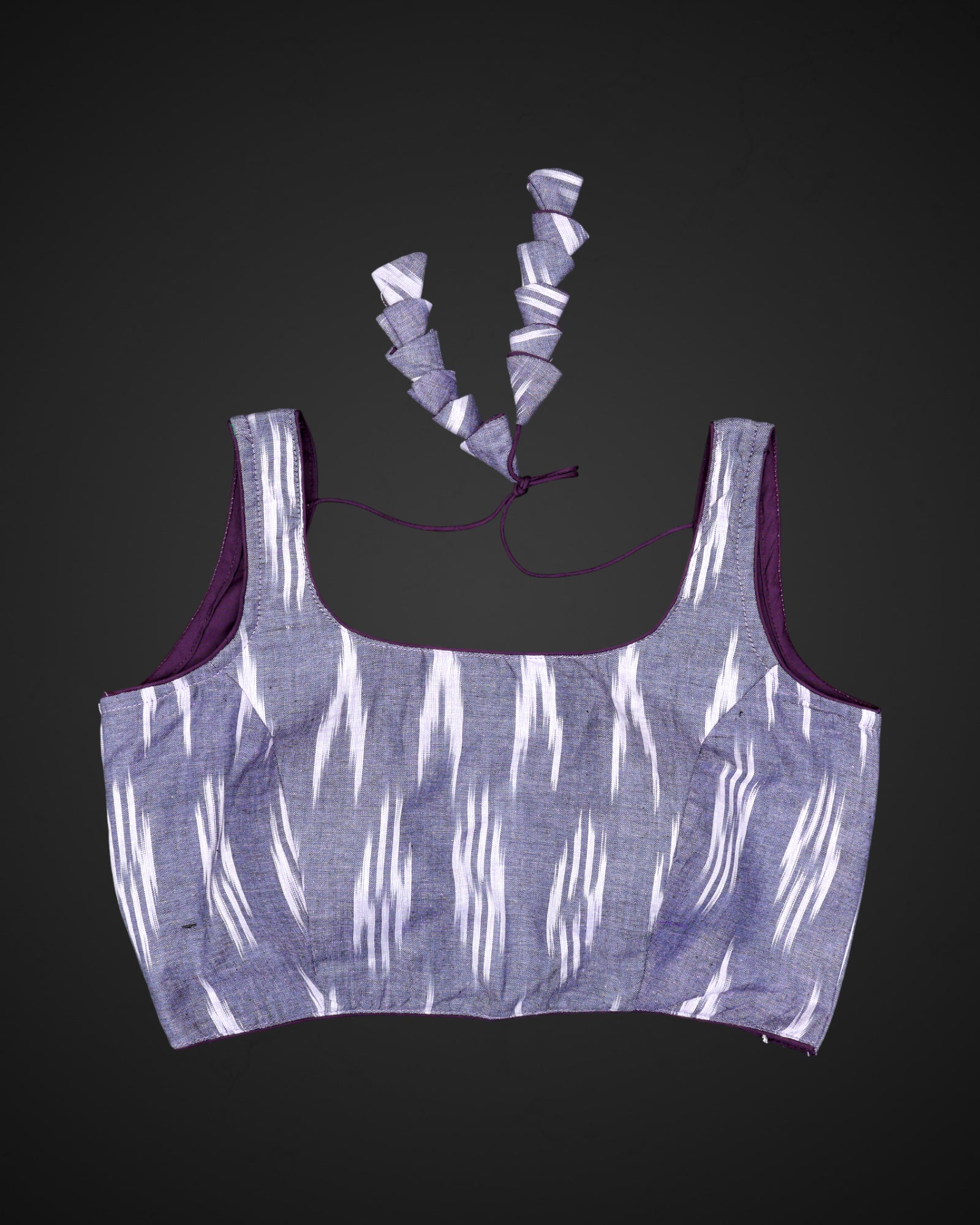 Cotton U Neck Blouse with Back Closure