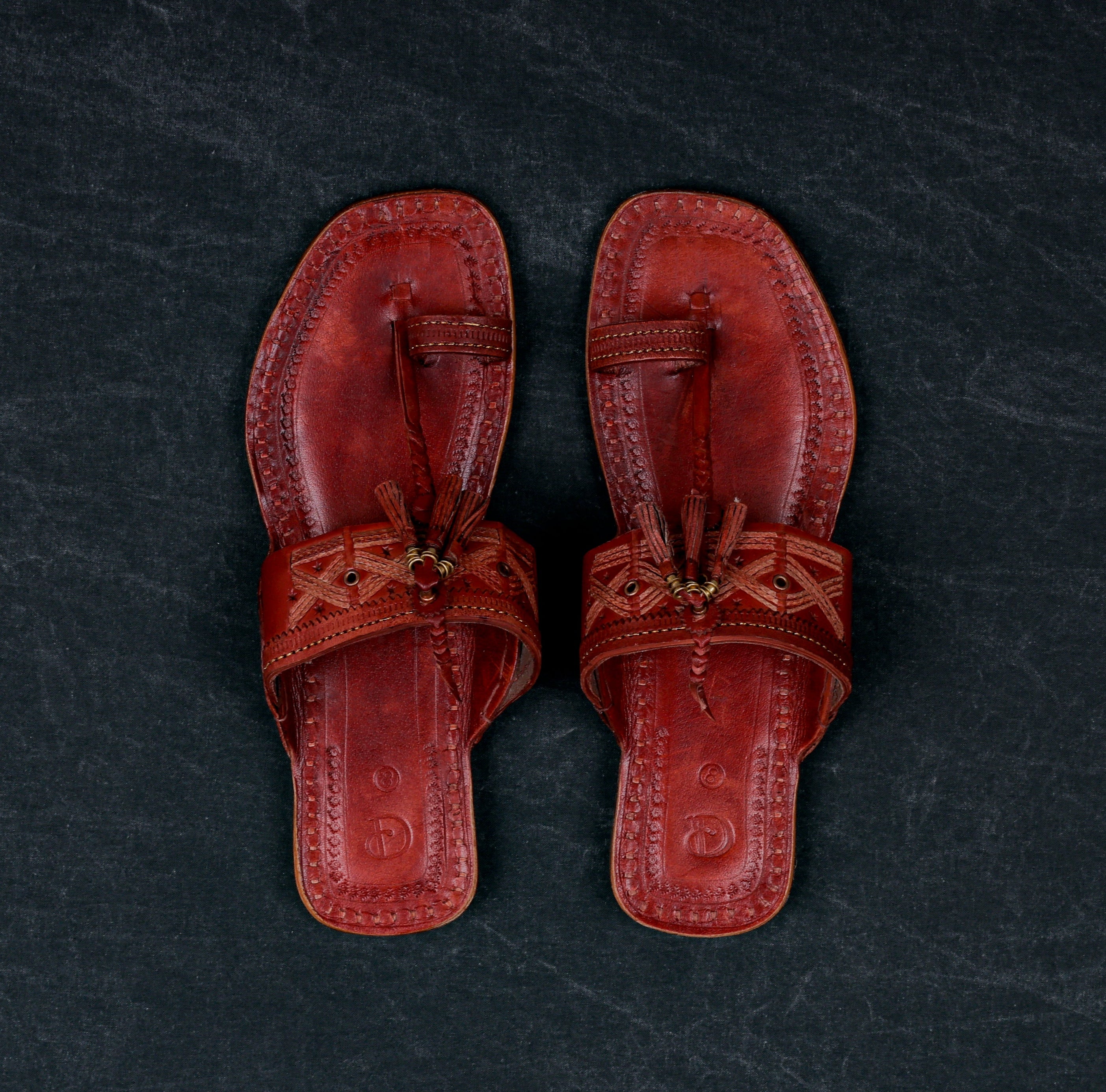 Dark Camel Leather Kolhapuri Sandals