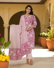 Floral Kurta Set With Elegant Embroidery