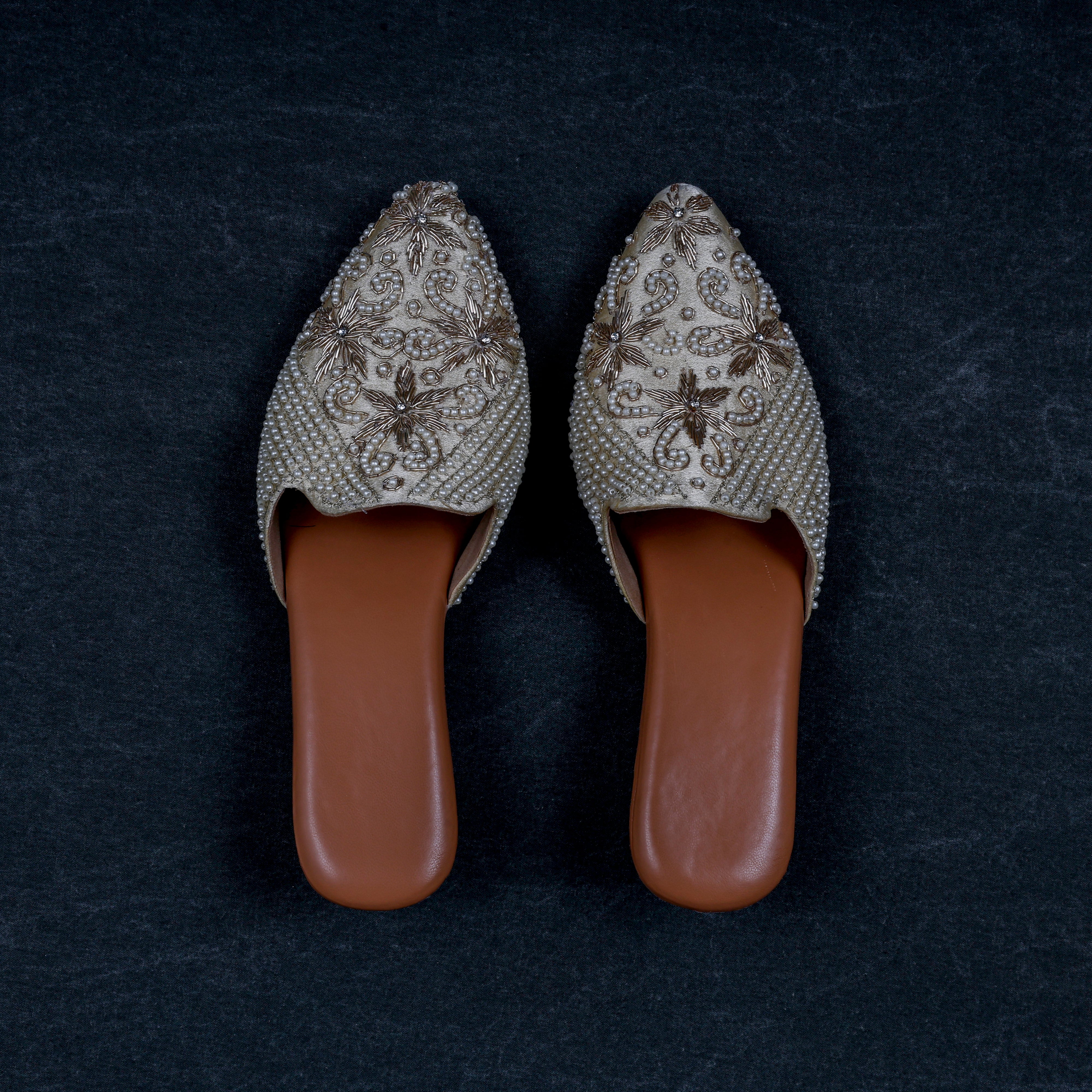 Cream Textured Artisan Ethnic Mules