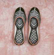 Two Tone Mehendi Green Velvet Jutti