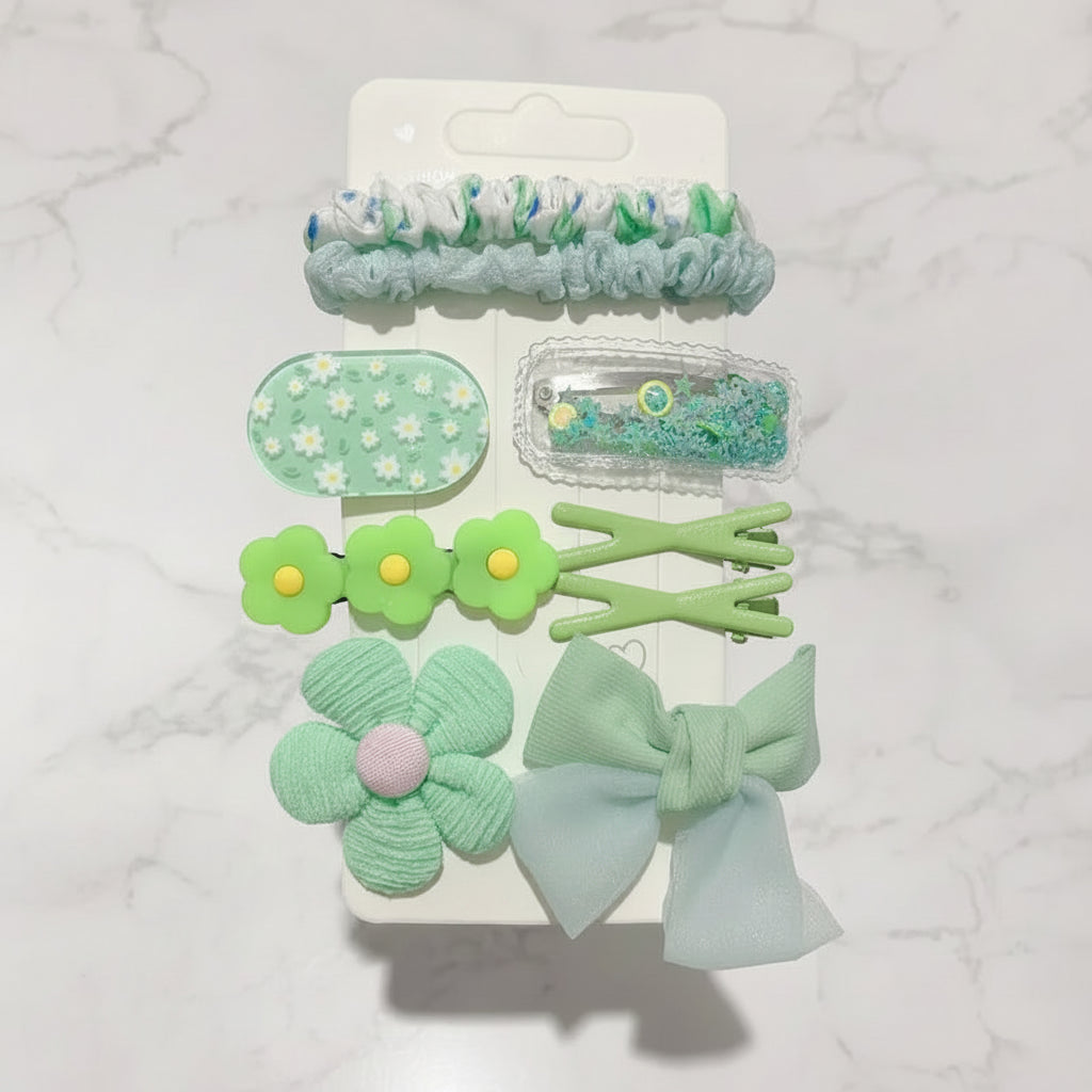 Green Flower Bow Knot Hair Clip for Kids