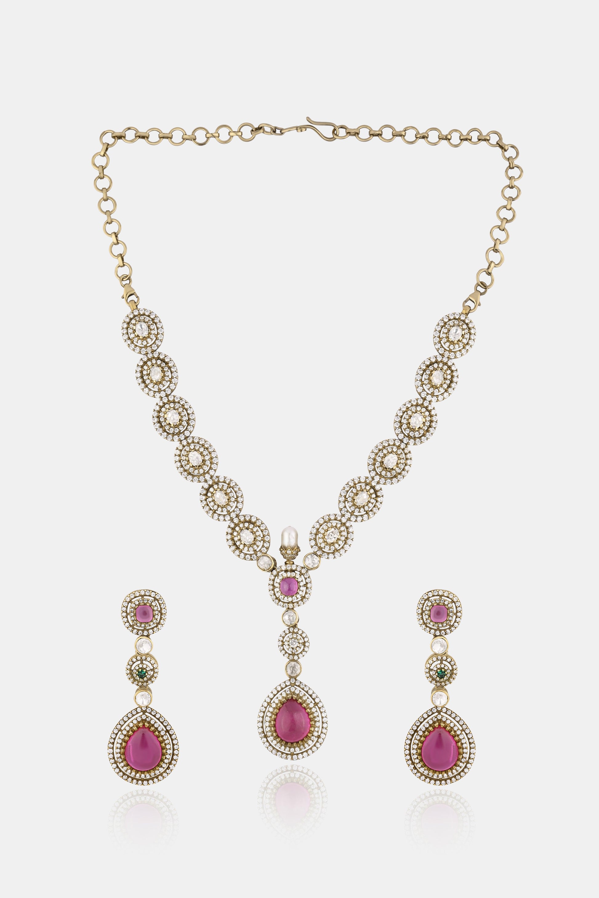 Blushing Royalty Victorian Necklace Set - Dyulokha