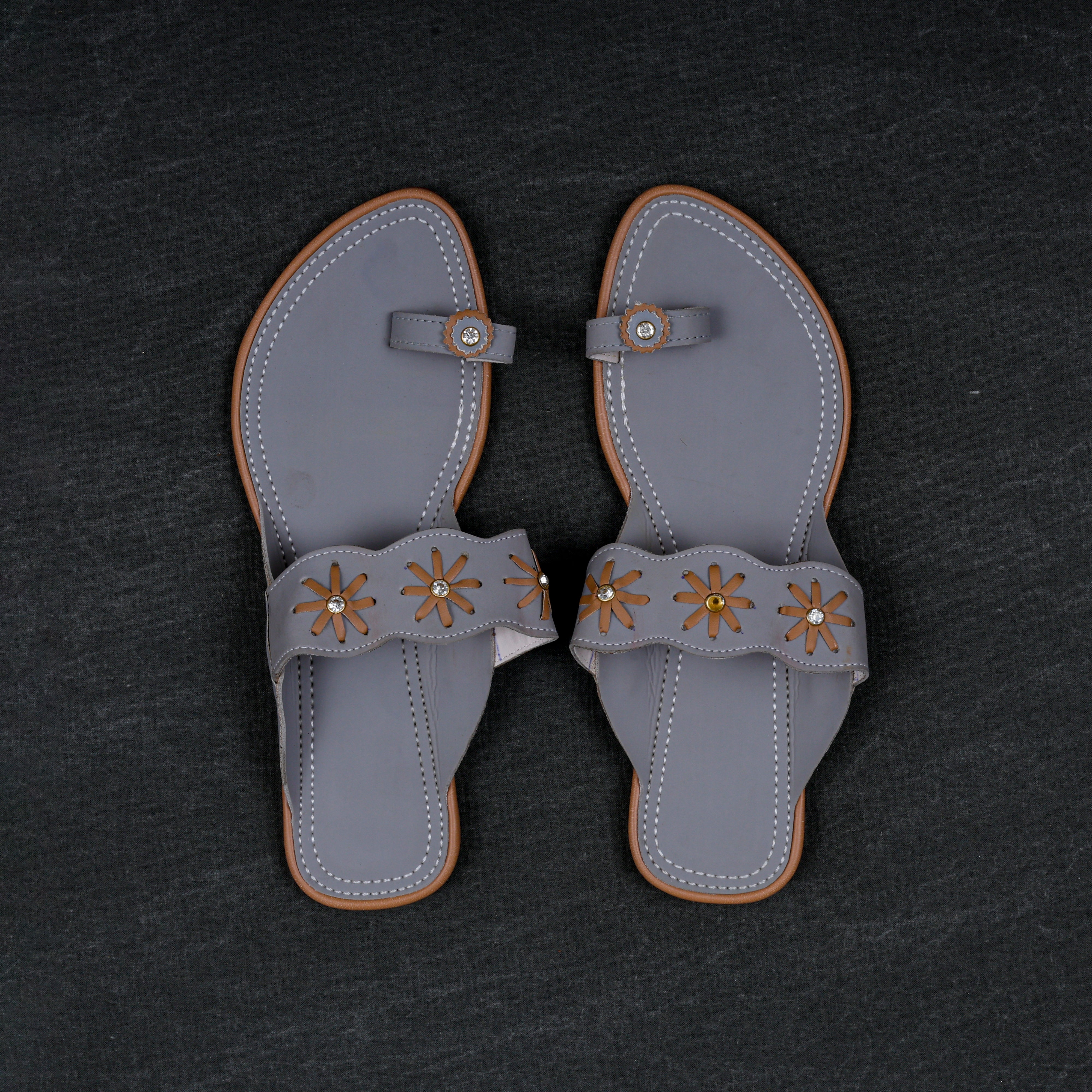 Grey Velvet Pointed Mule Flats