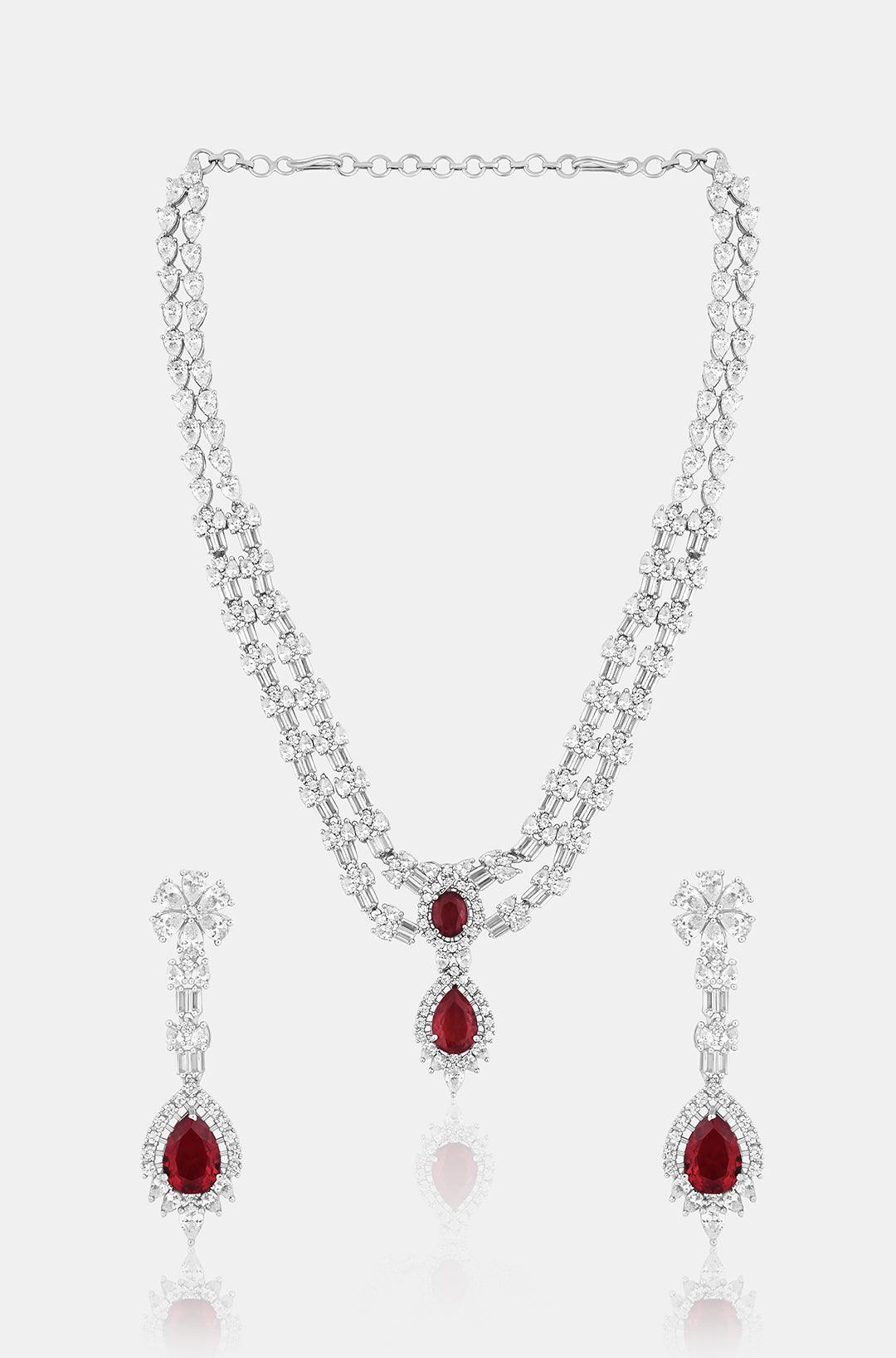 Ruby Radiance Diamond Necklace Set - Dyulokha