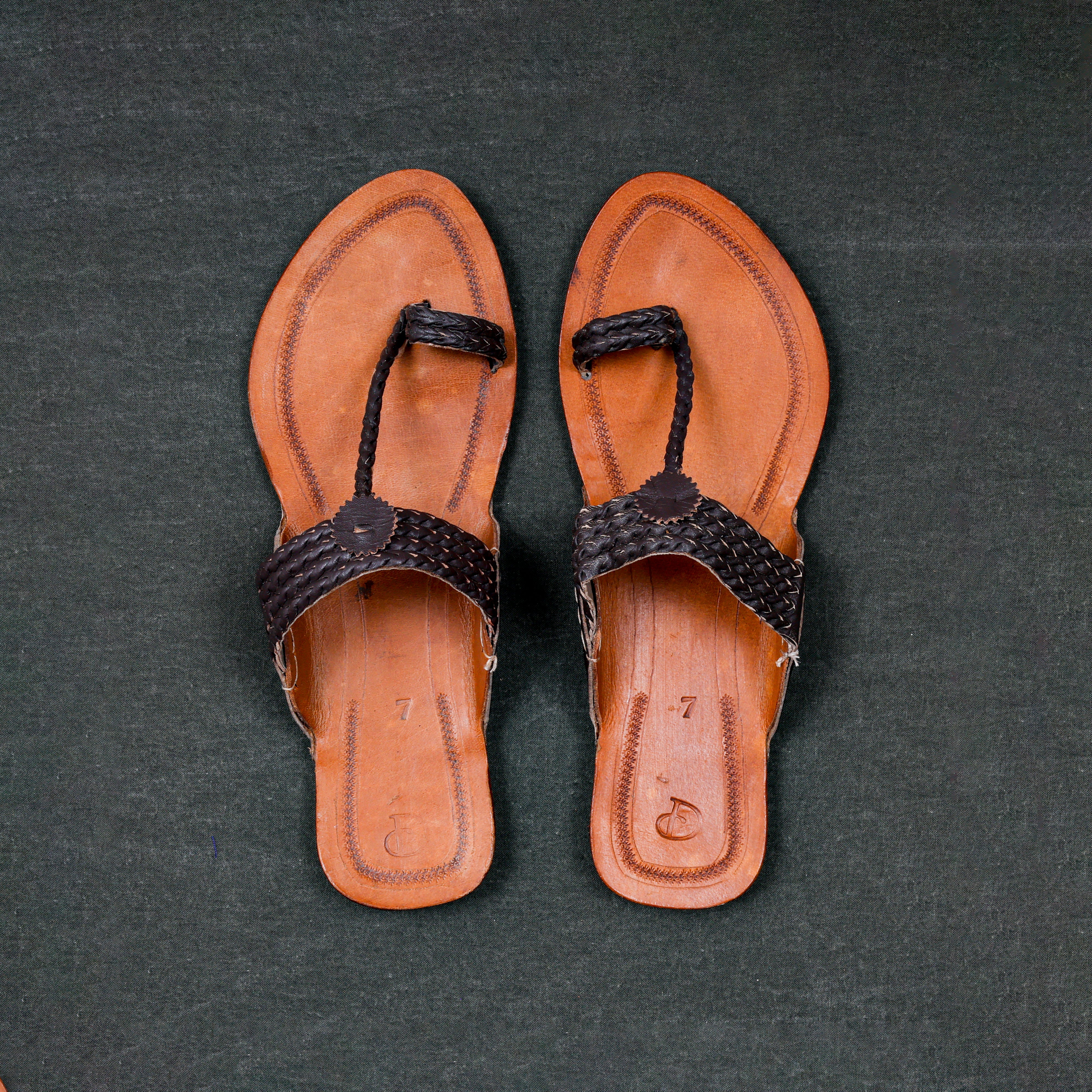 Tan Patent Kolhapuri Sandals