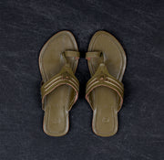 Olive Green Artisan Kolhapuri Sandals