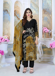 Black Beaded Chinon Silk Kurta Set