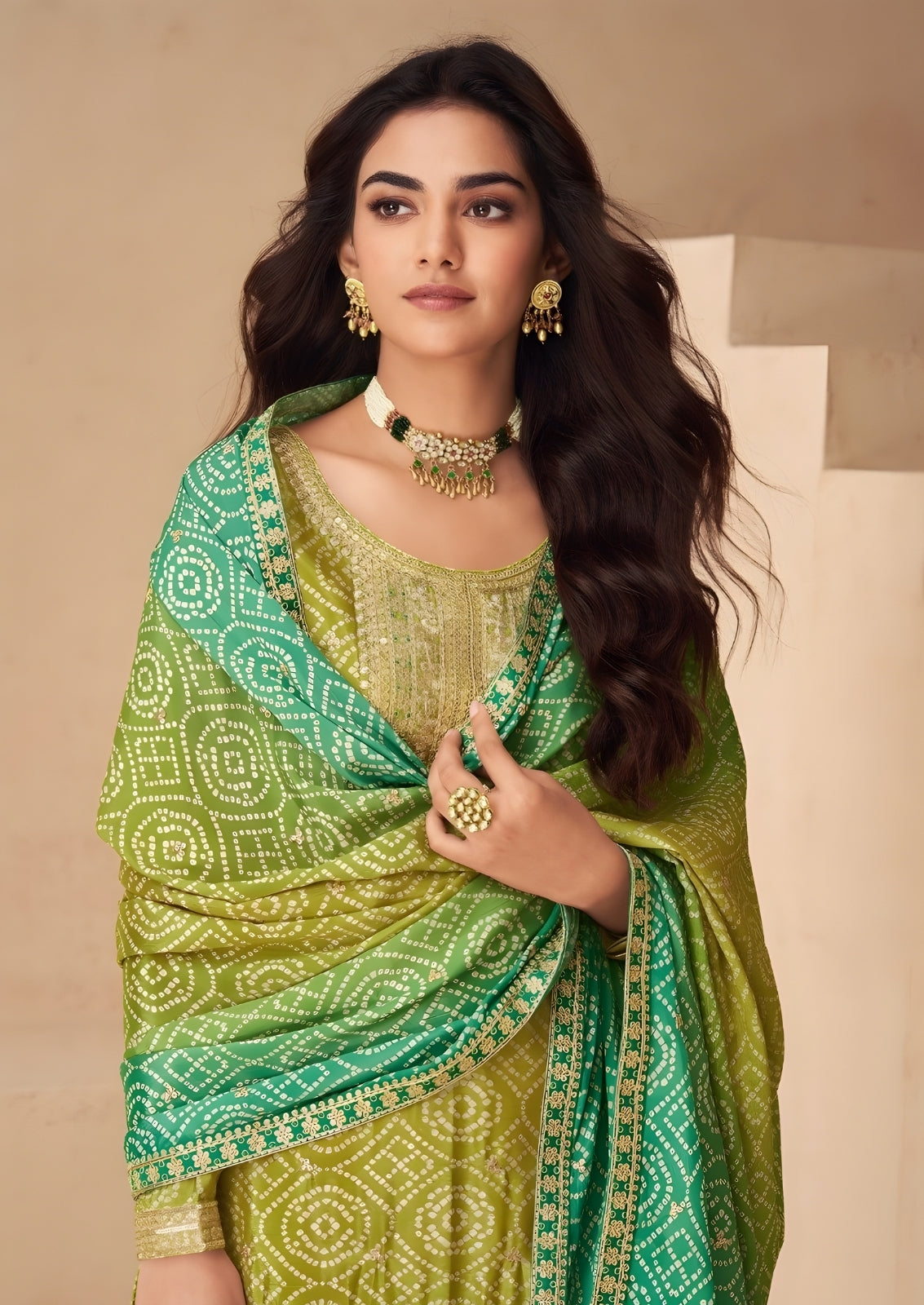 Mehendi Green Embroidered Sharara Set