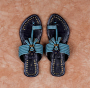Two Tone Black Artisan Leather Flats