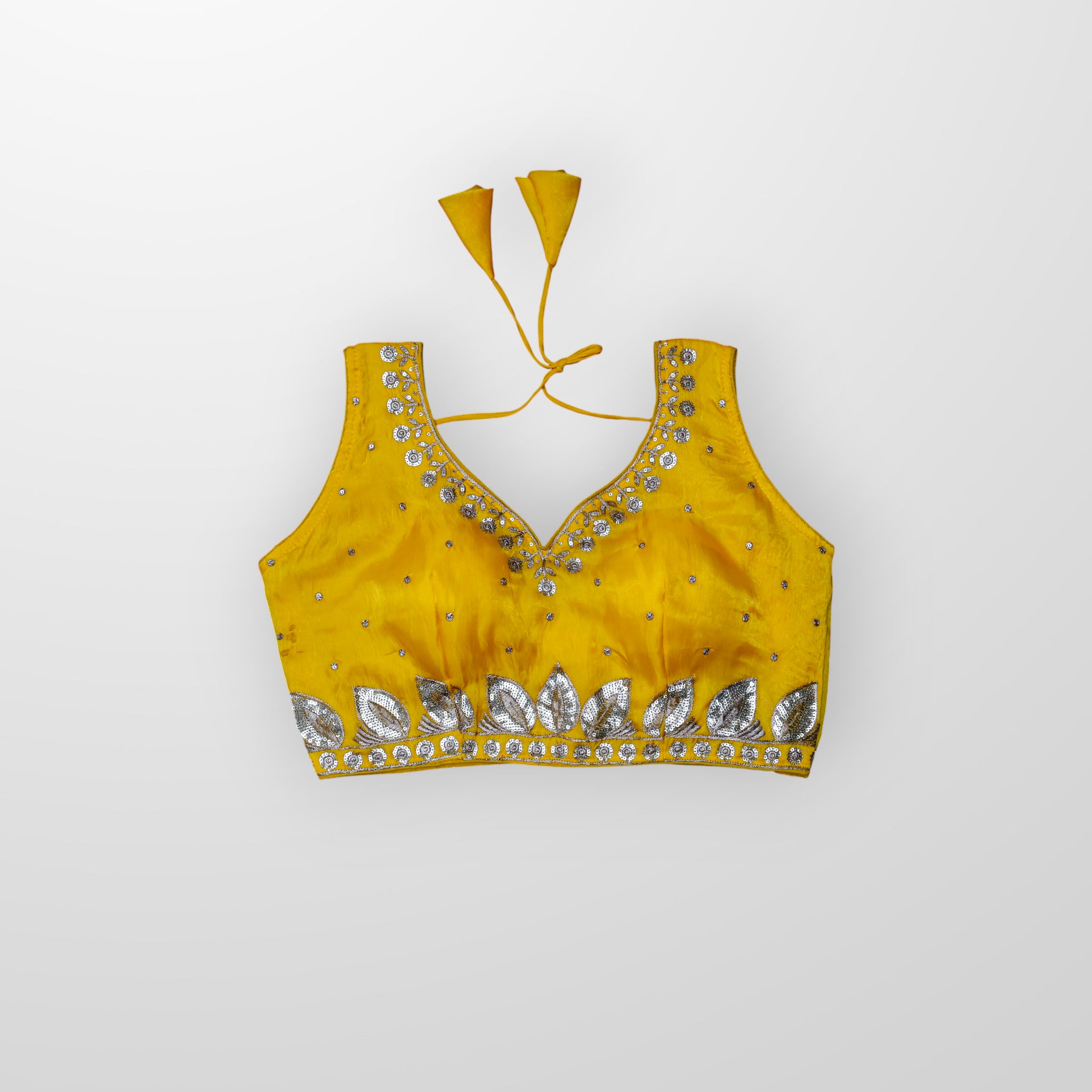 Silk Sequined Zari Leaf Embroidered Blouse
