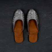 Silver Textured Handcrafted Mule