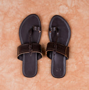 Dark Brown Patent Leather Artisan Flats