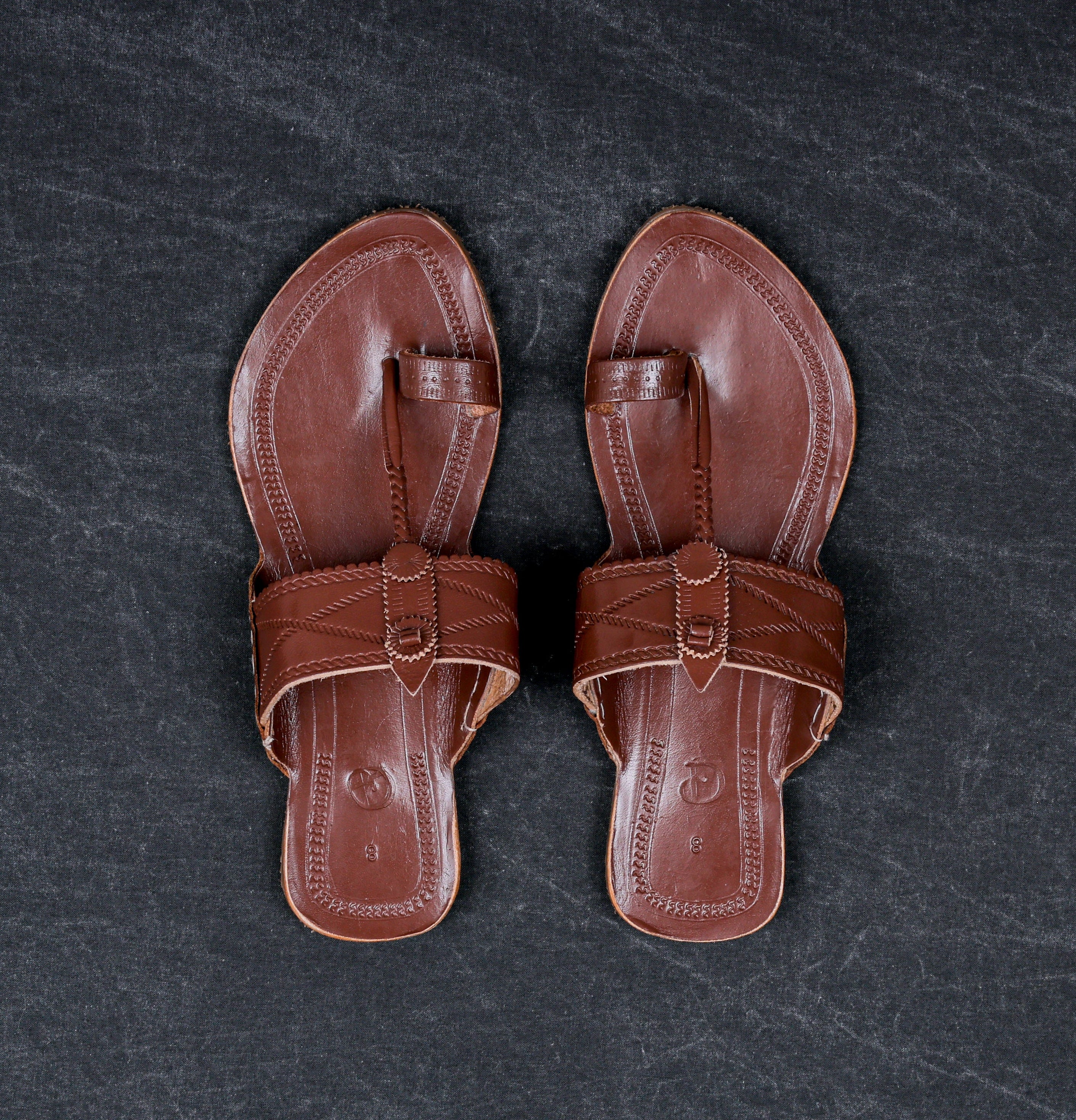 Premium Dark Brown Patent Kolhapuri Chappal