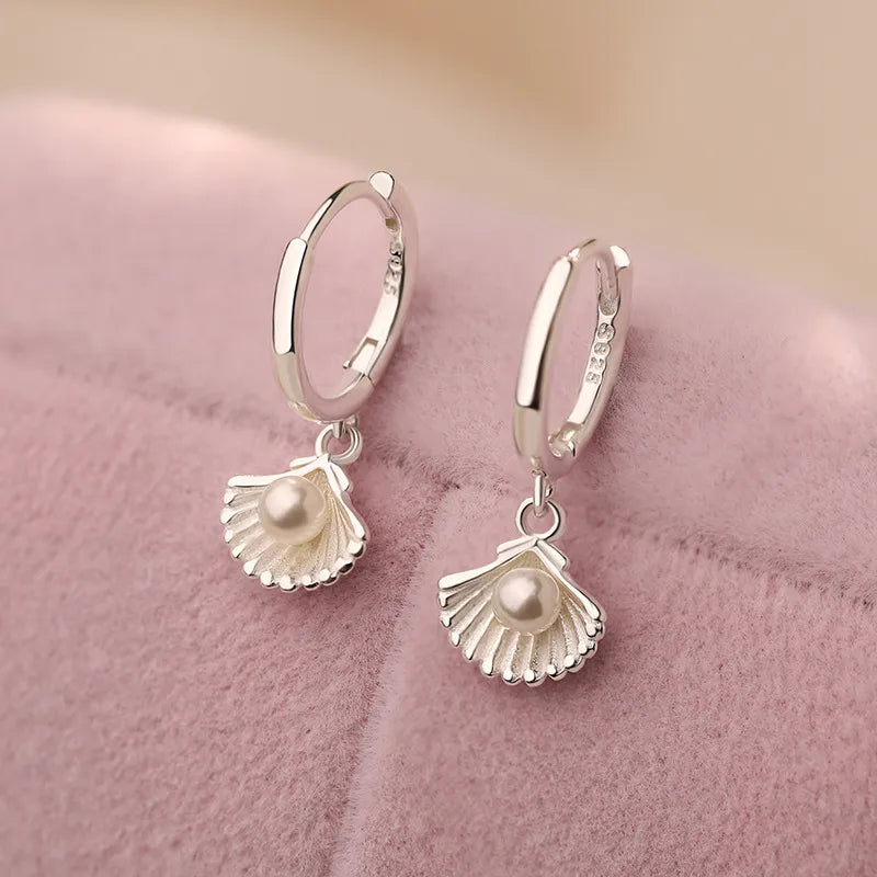 Sterling Silver Shell Drop Earrings