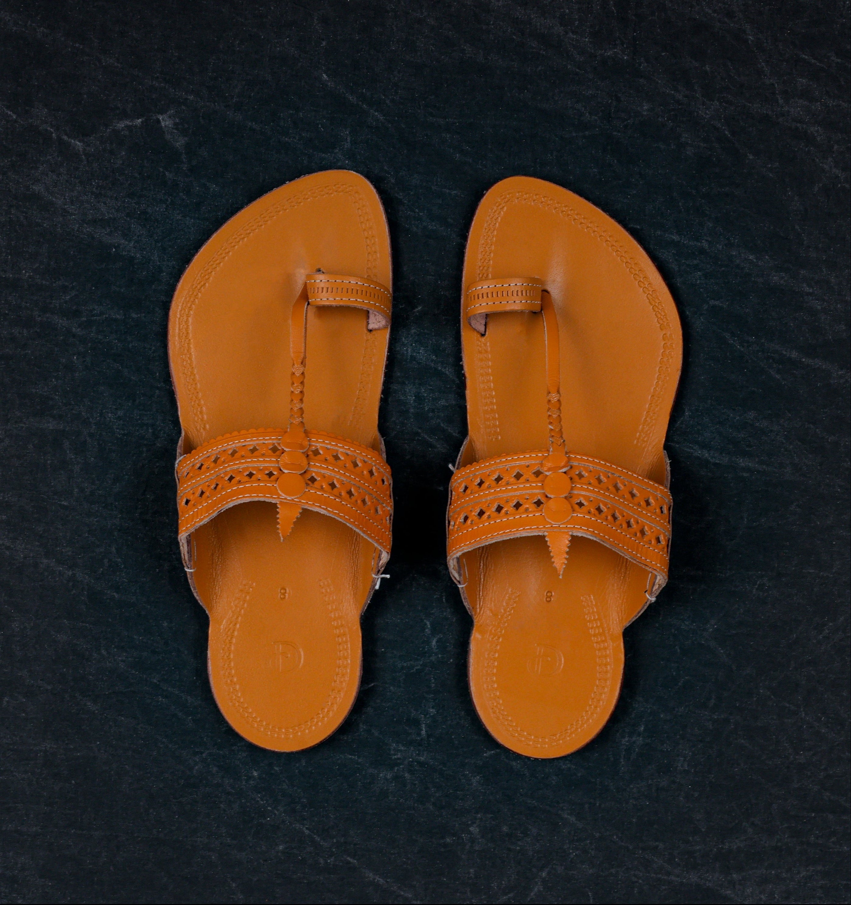 Patent Leather Tan Kolhapuri Chappal