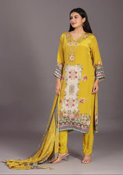 Golden Green Embroidered Kurta Set
