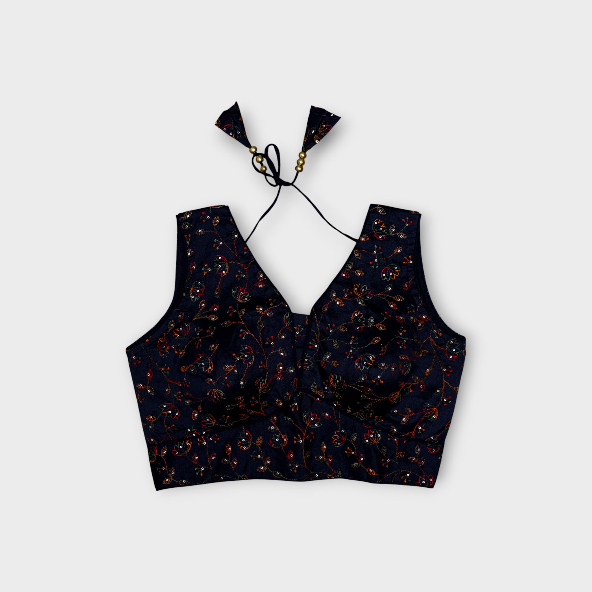 Silk V Neck Embroidered Readymade Blouse
