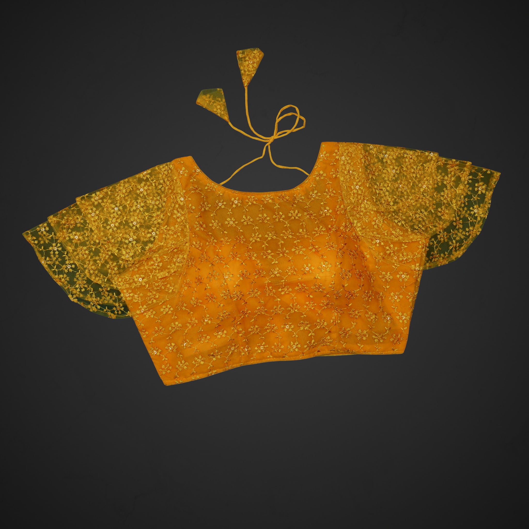 Embroidered Ruffle Sleeve Cotton Readymade Blouse