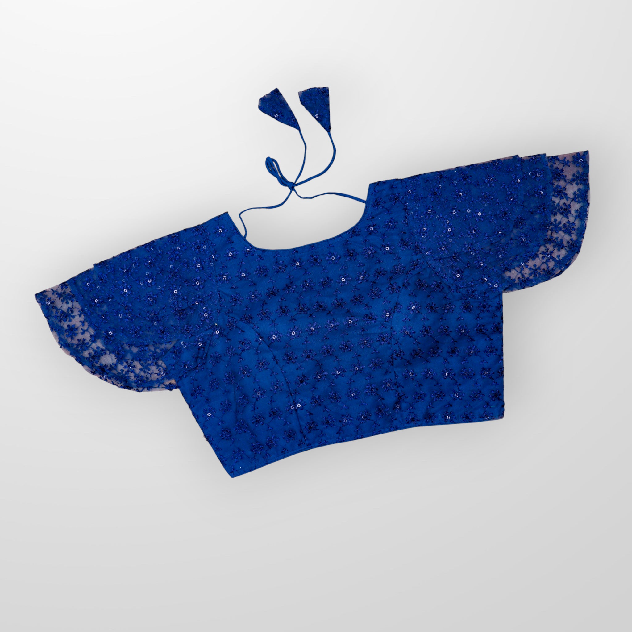 Embroidered Ruffle Sleeve Cotton Readymade Blouse