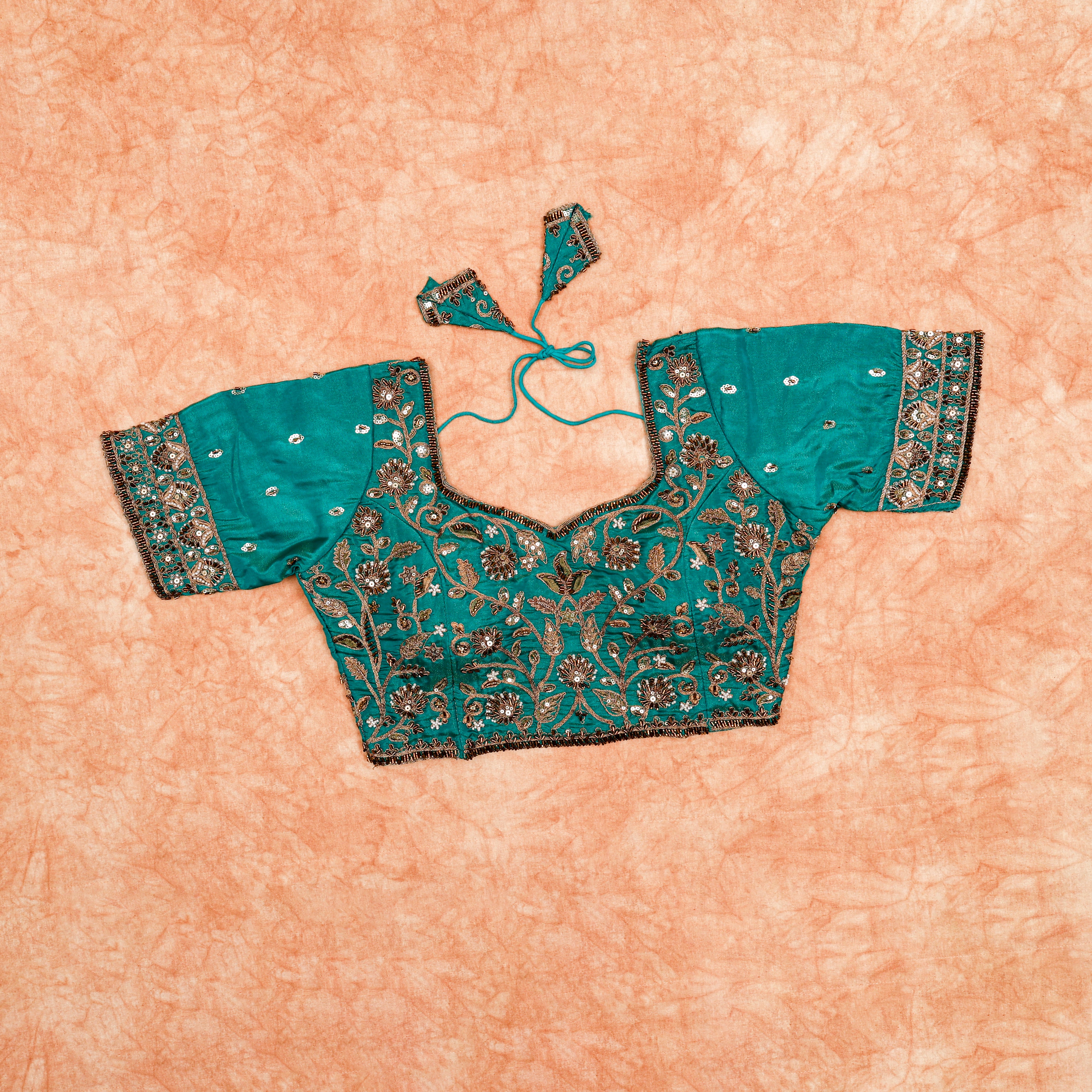 Chic Cosmos Silk Blouse with Notched Neck