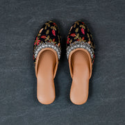 Black Soft Fabric Almond Mules